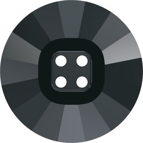 Swarovski 3018 Düğme 14mm Jet Hematite (280HEM) U - Metalik Siyah Renkli Ortadan Dikilebilir Düğme