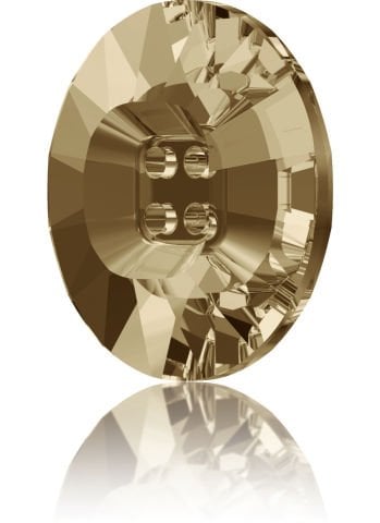 Swarovski 3018 Düğme 14mm Crystal Golden Shadow (001 GSHA) - Altın Renkli Ortadan Dikilebilir Düğme