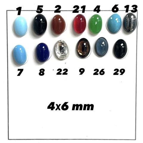 Kapşon Taş 4x6mm Oval - 100 ve 50 Adet - Renk Seçenekleri Mevcuttur