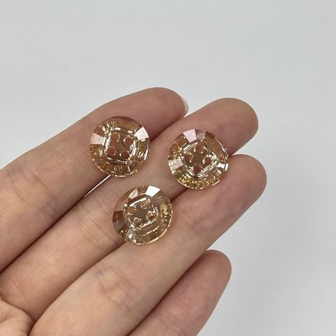 Swarovski 3018 Düğme 14mm Crystal Golden Shadow (001 GSHA) - Altın Renkli Ortadan Dikilebilir Düğme