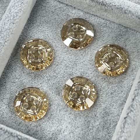 Swarovski 3018 Düğme 14mm Crystal Golden Shadow (001 GSHA) - Altın Renkli Ortadan Dikilebilir Düğme