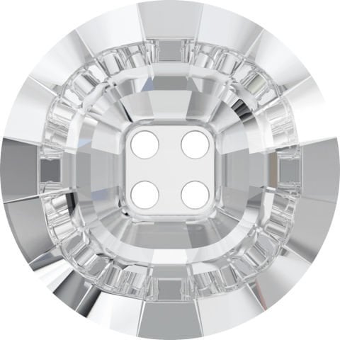 Swarovski 3018 Düğme 18mm Crystal (001) F - Beyaz Renkli Ortadan Dikilebilir Düğme
