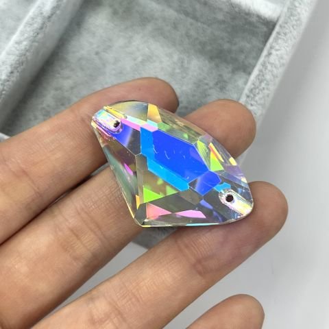 Galactic Şekilli 39x28mm Dikilebilir Crystal AB Cam Taş - Janjan Dikme Taş