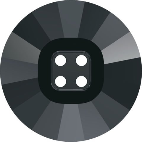 Swarovski 3018 Düğme 18mm Jet Hematite (280HEM) U - Metalik Siyah Renkli Ortadan Dikilebilir Düğme