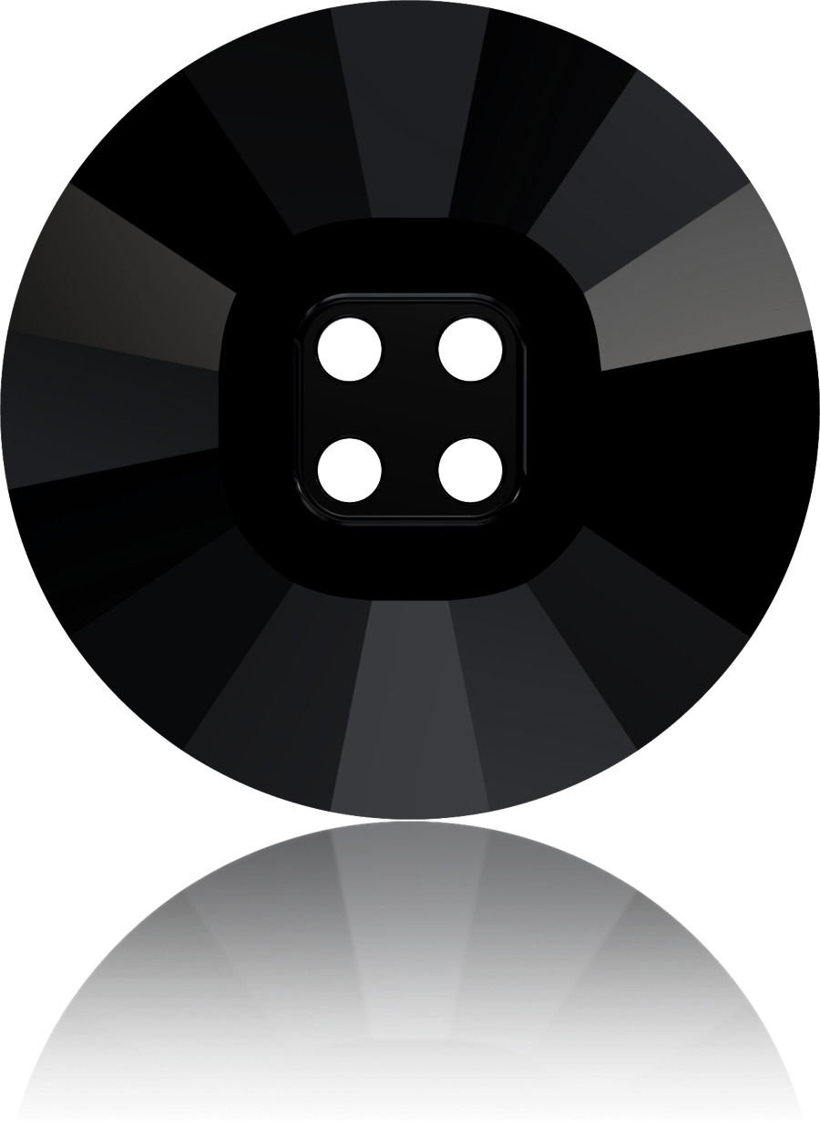 Swarovski 3018 Düğme 18mm Jet Hematite (280HEM) U - Metalik Siyah Renkli Ortadan Dikilebilir Düğme