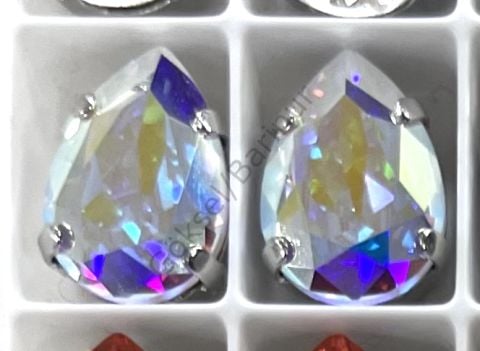 Swarovski 4320 Damla 14x10mm Crystal AB (001AB) Foyalı - Damla Janjan Şekilli Kristal Taş