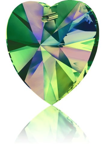 Swarovski 6228 Kalp 10mm Crystal Vitrail Medium (001 VM) - Parlak Yeşil Renkli Efektli Kolye Ucu