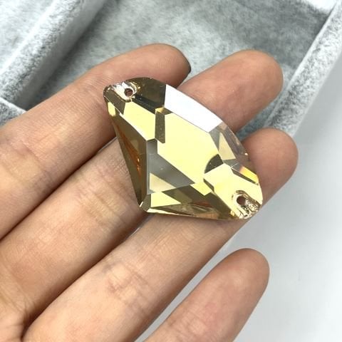 Galactic Şekilli 39x28mm Dikilebilir Crystal Golden Shadow Cam Taş - Altın Dikme Taş