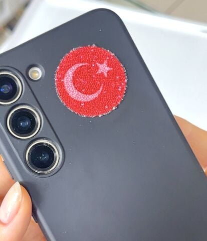 Türk Bayrağı Premium Swarovski Kristalli Sticker - Özel Tasarım - Küçük Boy