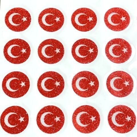 Türk Bayrağı Premium Swarovski Kristalli Sticker - Özel Tasarım - Büyük Boy