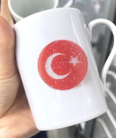 Türk Bayrağı Premium Swarovski Kristalli Sticker - Özel Tasarım - Büyük Boy