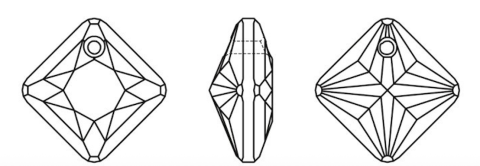 Swarovski 6431 Pendant 11,5mm Crystal Aurore Boreale (001AB) - Eşkenar Dörtgen Şekilli Tek Delikli Janjan Renkli Kolye Ucu