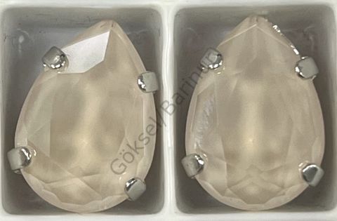 4320 14X10mm Crystal Ivory Cream  (L106S) Unfoiled - S Kaplamalı Pastel Krem Renk Damla Şekilli Kristal Taş