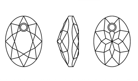 Swarovski 6438 Oval 16mm Crystal AB (001AB) - Oval Şekilli Tek Delikli Janjan Renkli Kolye Ucu