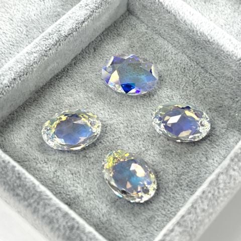 Swarovski 6438 Oval 16mm Crystal AB (001AB) - Oval Şekilli Tek Delikli Janjan Renkli Kolye Ucu