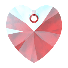 Swarovski 6228 Kalp 10mm Light Siam Shimmer (227SHIM) - Kırmızı Kolye Ucu