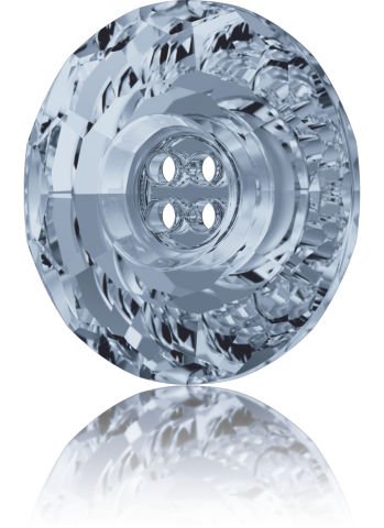 Swarovski 3008 Düğme 18mm Crystal Blue Shade (001BLSH) F - Yuvarlak Deniz Mavisi Renkli Ortadan Dikilebilir Düğme