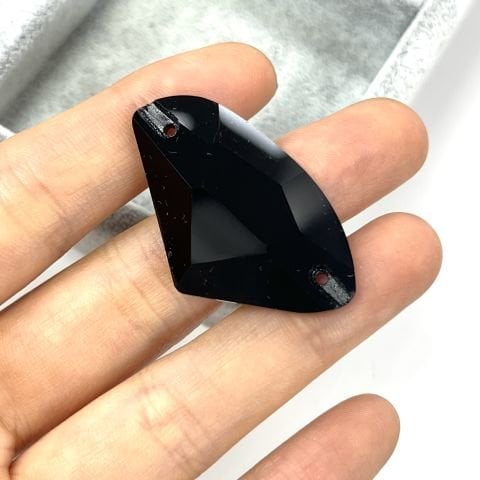 Galactic Şekilli 39x28mm Dikilebilir Jet Black Cam Taş - Siyah Dikme Taş