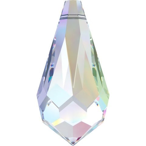 Swarovski 6000 Sivri Damla 11x5,5mm Crystal AB (001AB) - Janjan Renkli Kolye Ucu