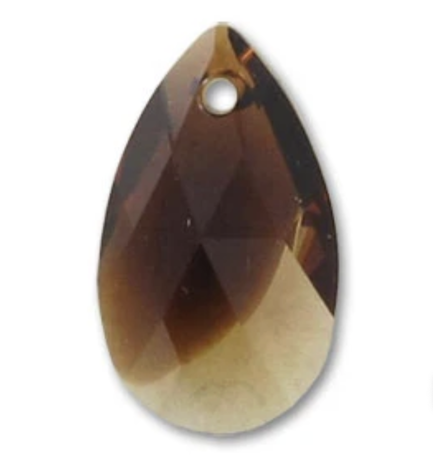 Swarovski 6106 Damla 22mm Topaz Blend (722) - Koyu ve Açık Kahverengi Karışımı Kolye Ucu
