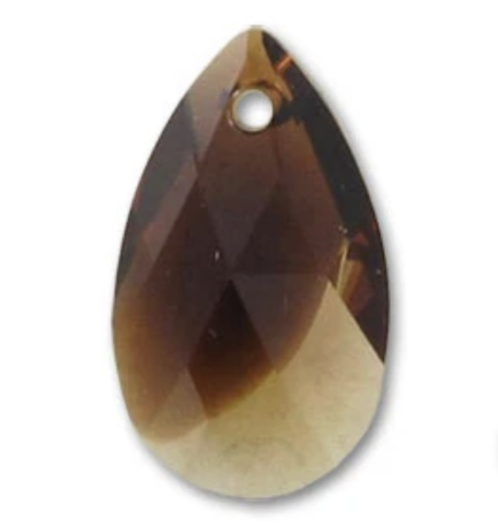 Swarovski 6106 Damla 22mm Topaz Blend (722) - Koyu ve Açık Kahverengi Karışımı Kolye Ucu