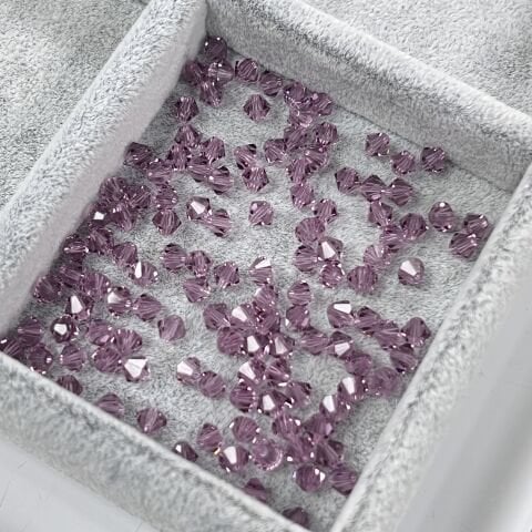 Celestial 4mm Bicone Piramit Boncuk Violet (371) - Açık Lila Renkli Boncuk