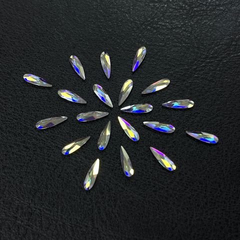 2304 10x2,8mm Crystal AB (001AB) Foyalı - İnce Damla Şekilli Altı Düz Janjan Kristal Taş
