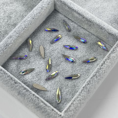 2304 10x2,8mm Crystal AB (001AB) Foyalı - İnce Damla Şekilli Altı Düz Janjan Kristal Taş