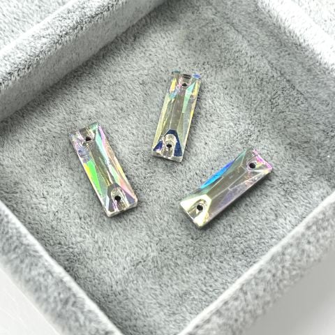 Dikdörtgen Şekilli 18x6mm Dikilebilir Crystal AB Cam Taş - Janjan Dikme Taş