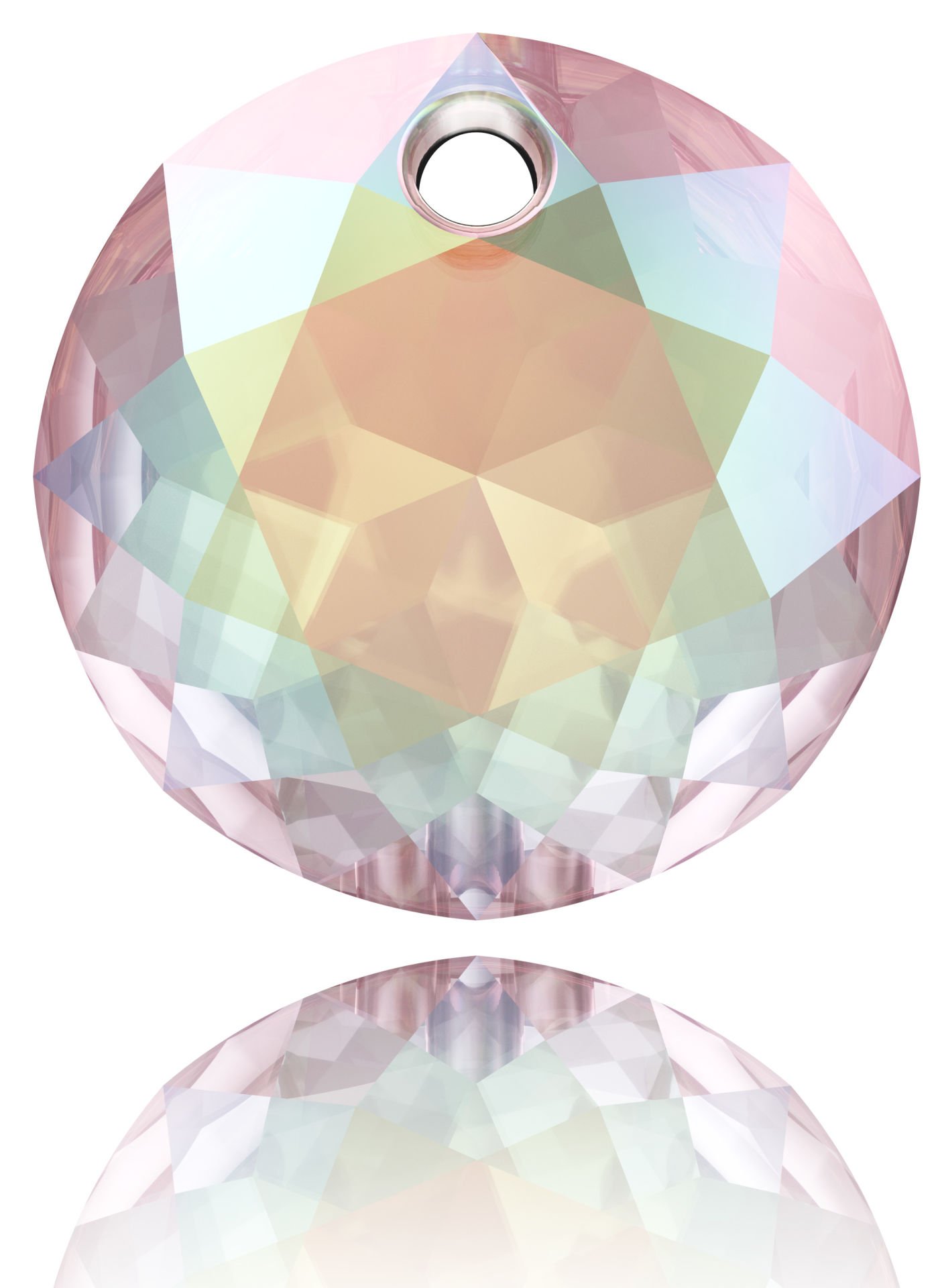 Swarovski 6430 Yuvarlak 8mm Crystal Aurore Boreale (001AB) - Yuvarlak Şekilli Tek Delikli Janjan Renkli Kolye Ucu