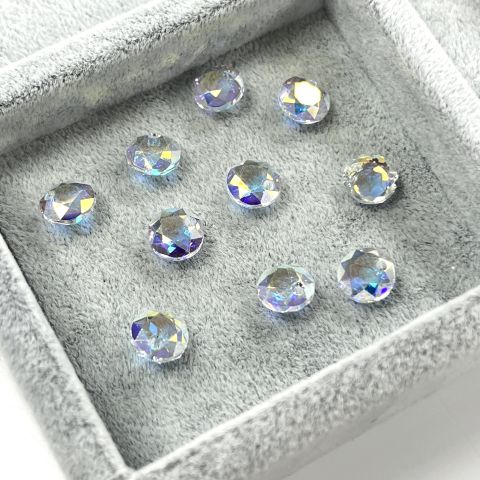Swarovski 6430 Yuvarlak 8mm Crystal Aurore Boreale (001AB) - Yuvarlak Şekilli Tek Delikli Janjan Renkli Kolye Ucu