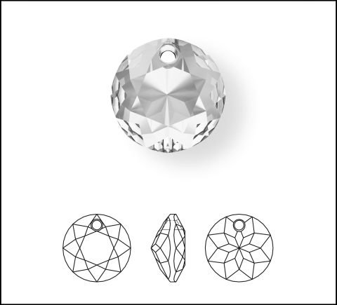 Swarovski 6430 Majestic Yuvarlak 10mm Crystal AB (001AB) - Janjan Çok Kesimli Kolye Ucu