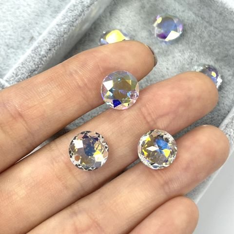Swarovski 6430 Majestic Yuvarlak 10mm Crystal AB (001AB) - Janjan Çok Kesimli Kolye Ucu