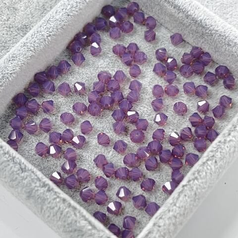 Celestial 4mm Bicone Piramit Boncuk Cyclamen Opal (398) - Opal Mor Renkli Boncuk
