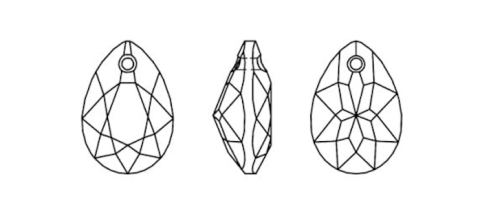 Swarovski 6433 Şişman Damla 11,5mm Crystal AB (001AB) - Şişman Damla Şekilli Tek Delikli Janjan Kolye Ucu
