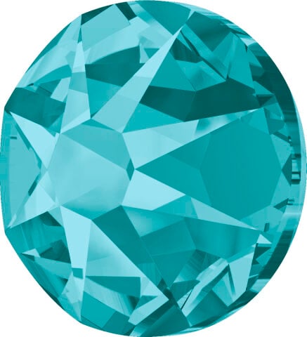 Swarovski 2088 SS16 Blue Zircon Shimmer (229SHIM) F - Yuvarlak Okyanus Turkuazı Renkli Altı Düz Camtaş