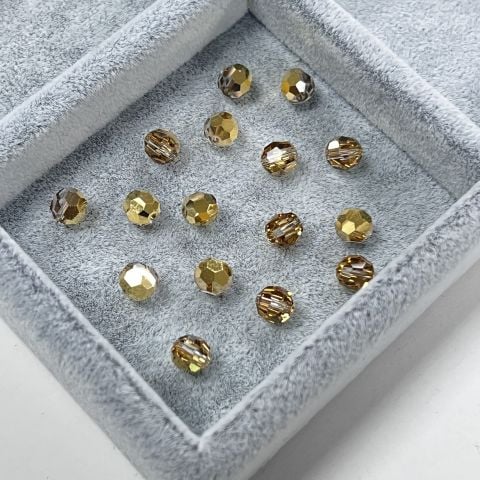 Swarovski 5000 Boncuk 6mm Crystal Aurum (001AUR) -  Koyu Altın Renkli Top Kristal Boncuk