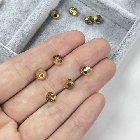 Swarovski 5000 Boncuk 6mm Crystal Aurum (001AUR) -  Koyu Altın Renkli Top Kristal Boncuk