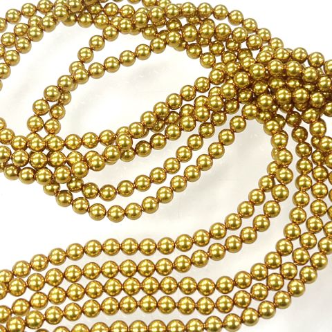 Swarovski 5810 İnci 4mm Crystal Royal Gold Pearl (001 2034) - Doygun Altın Renkte Kristal İnci Boncuk