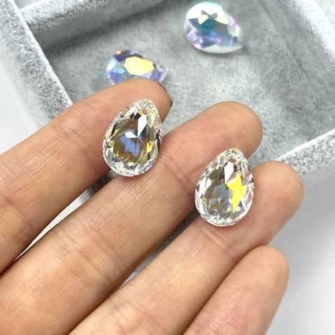 Swarovski 6433 Şişman Damla 16mm Crystal AB (001AB) - Şişman Damla Şekilli Tek Delikli Janjan Kolye Ucu