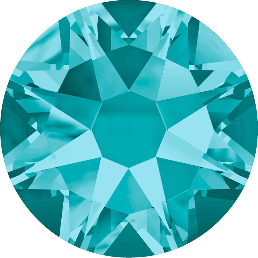 Swarovski 2088 SS20 Blue Zircon Shimmer (229SHIM) F - Yuvarlak Okyanus Turkuazı Renkli Altı Düz Camtaş
