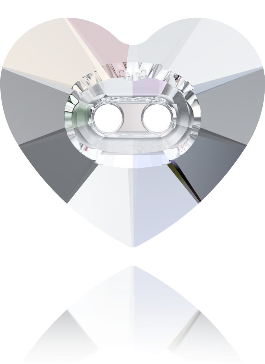 Swarovski 3023 Düğme 14mm Crystal AB (001AB) - Janjan Ortadan Dikilebilir Kalp Düğme