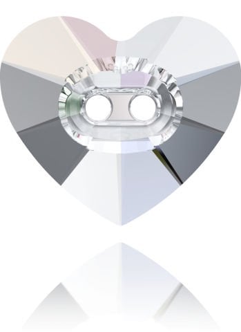 Swarovski 3023 Düğme 14mm Crystal AB (001AB) - Janjan Ortadan Dikilebilir Kalp Düğme