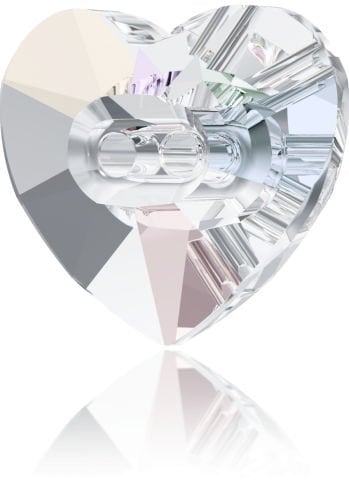Swarovski 3023 Düğme 14mm Crystal AB (001AB) - Janjan Ortadan Dikilebilir Kalp Düğme