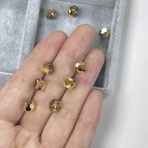 Swarovski 5000 Boncuk 8mm Crystal Aurum (001AUR)  -  Koyu Altın Renkli Top Boncuk