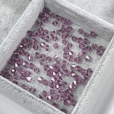 Celestial 4mm Bicone Piramit Boncuk Light Amethyst (212) - Lila Renkli Boncuk