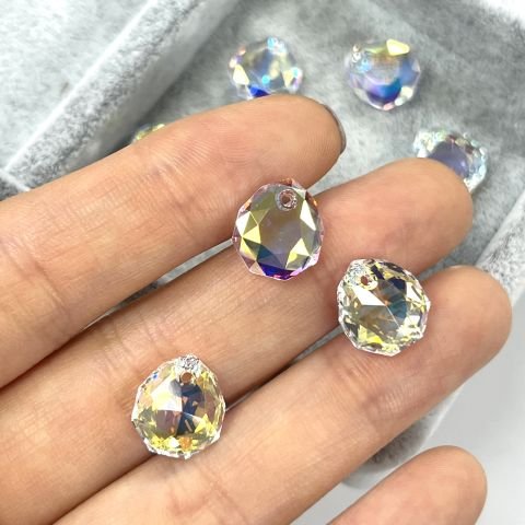 Swarovski 6436 Majestic 11,5mm Crystal AB (001AB) - Majestic Şekilli Tek Delikli Janjan Kolye Ucu