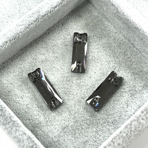 Dikdörtgen Şekilli 18x6mm Dikilebilir Black Diamond Cam Taş - Füme Dikme Taş