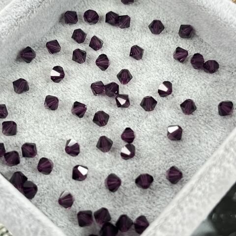 Celestial 4mm Bicone Piramit Boncuk Light Purple Velvet - Koyu Lila Renkli Boncuk