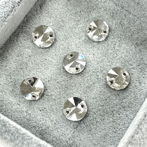 Yuvarlak Şekilli 8mm Dikilebilir Crystal Cam Taş - Beyaz Dikme Taş